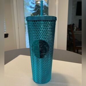 Starbucks Summer 2023 Blue Splash Chrome Bling Studded 24oz Tumbler. NWT. Blingy